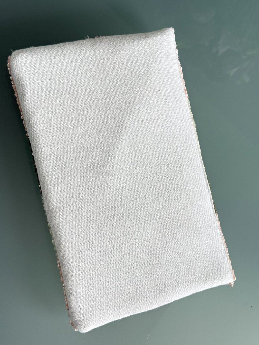 Evening clutch beaded pink beige handmade handbag - Picture 11 of 12